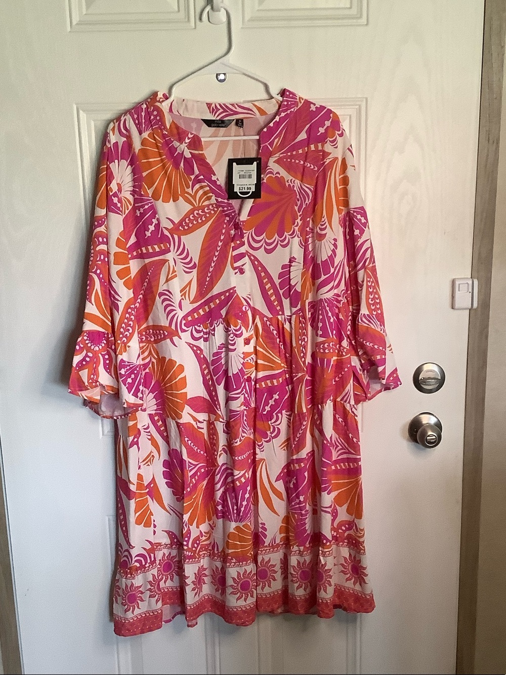 Mlle Gabrielle Pink, Orange & Cream Floral Button-Front Dress